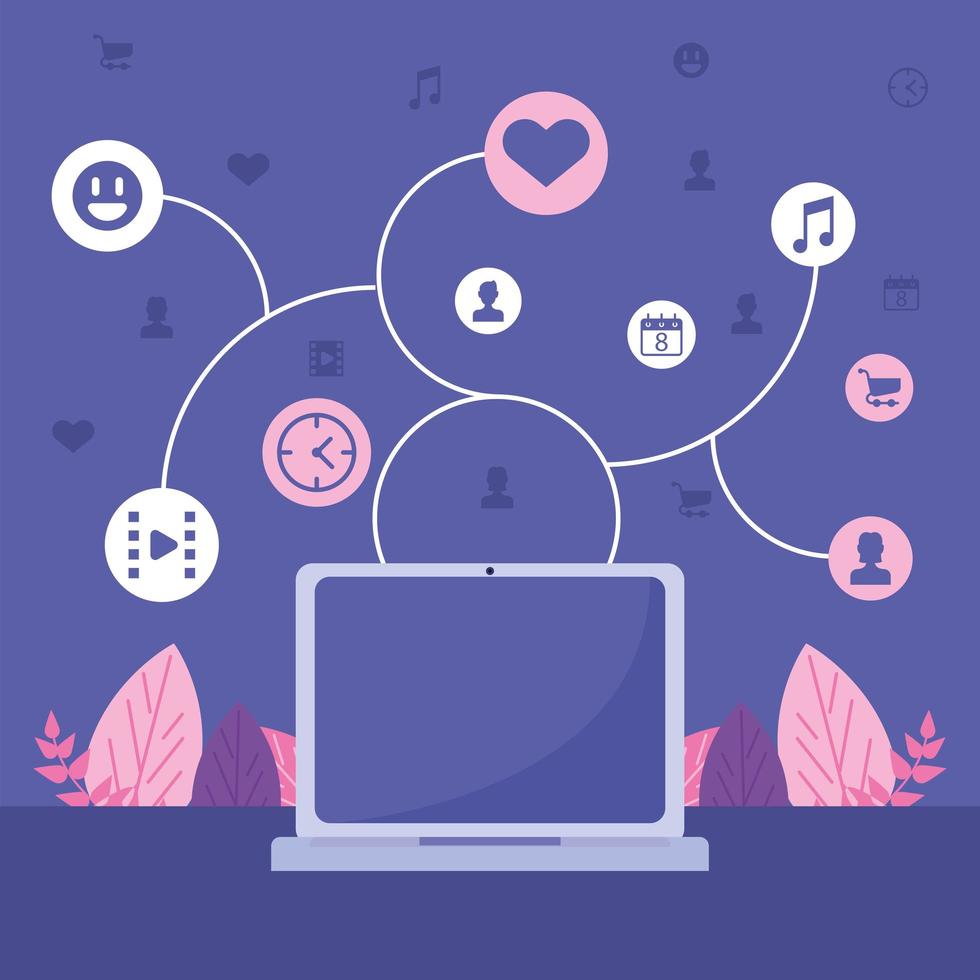 social network in laptop vector