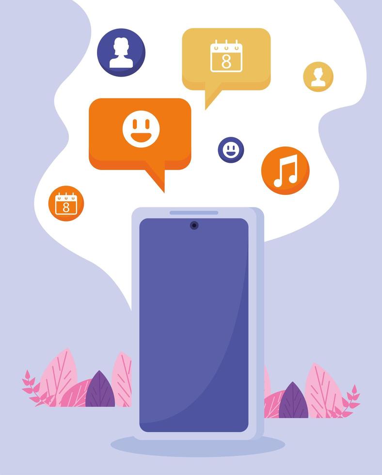 smartphone and social network vector