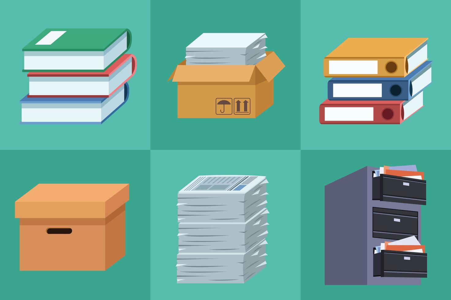 six office paperwork icons vector