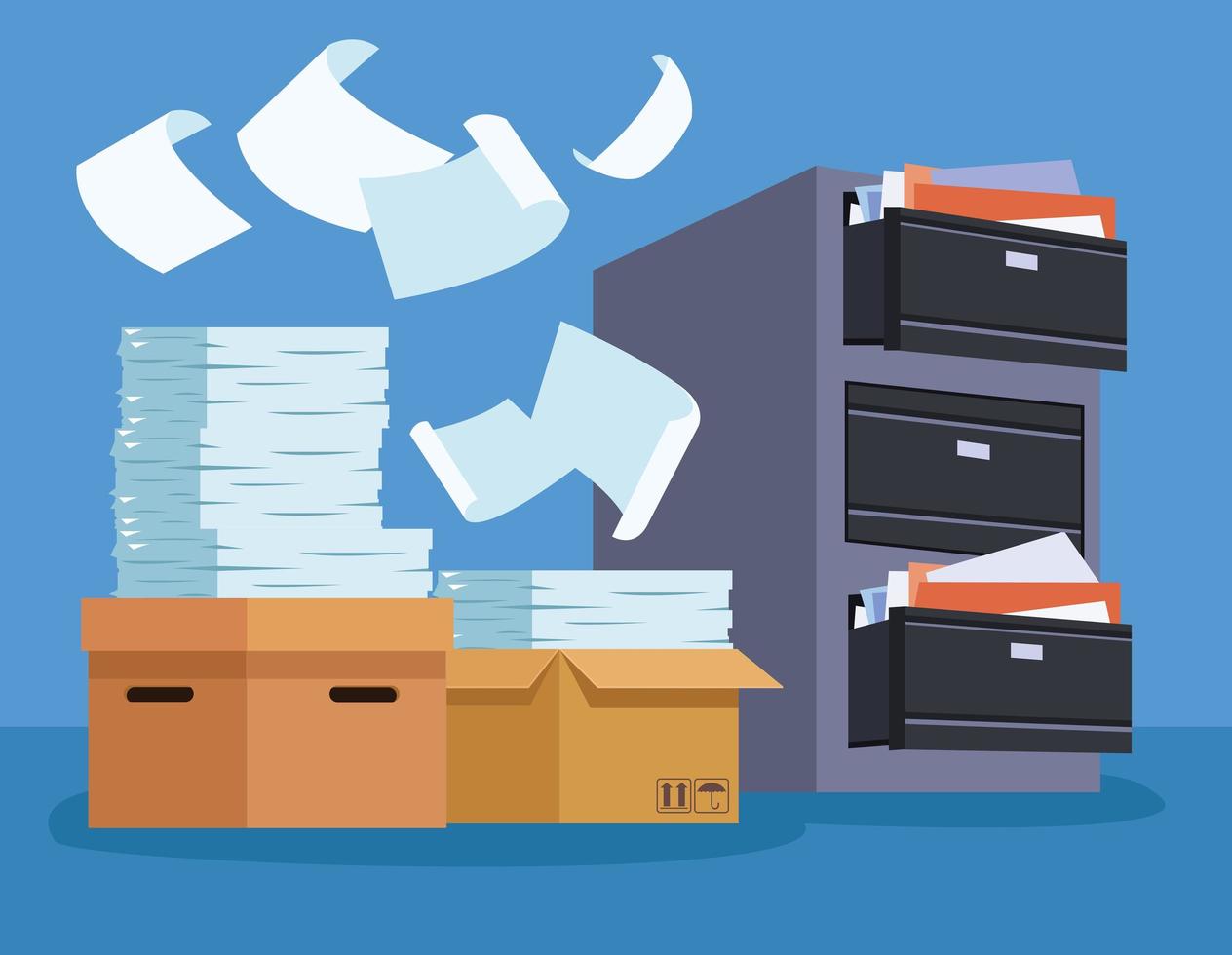 pile documents and cabinet vector