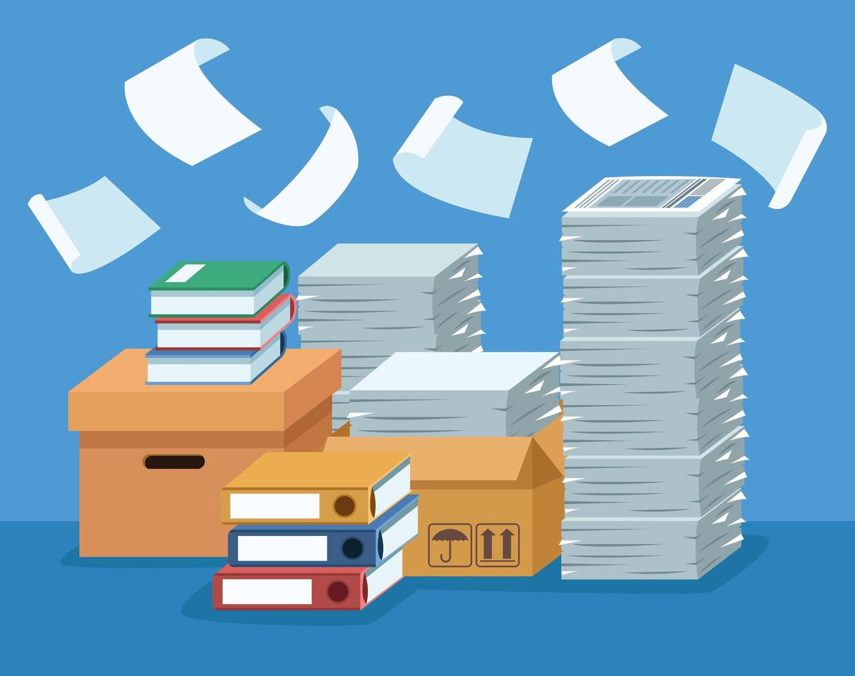 pile documents in boxes vector
