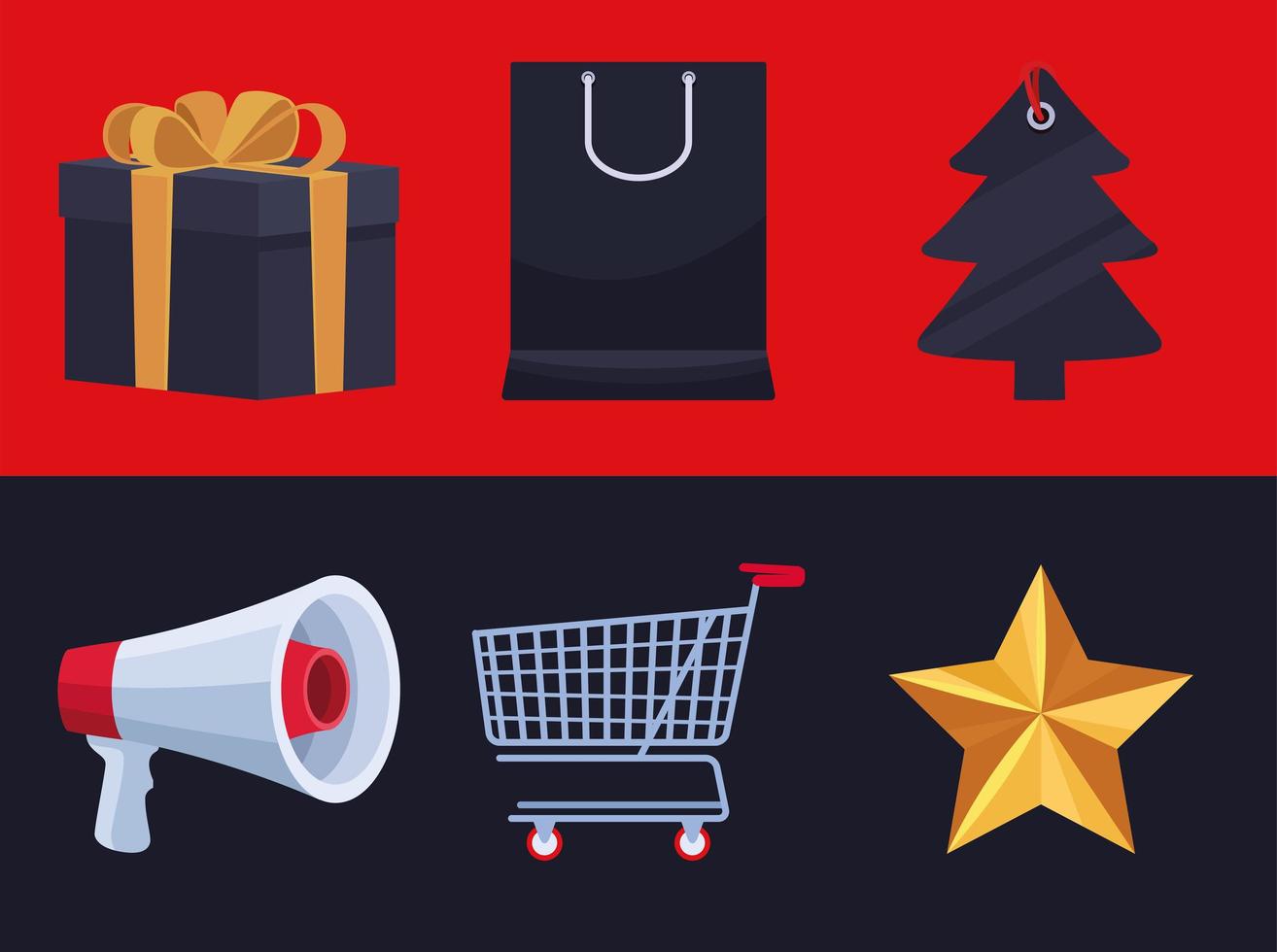 six black friday icons vector