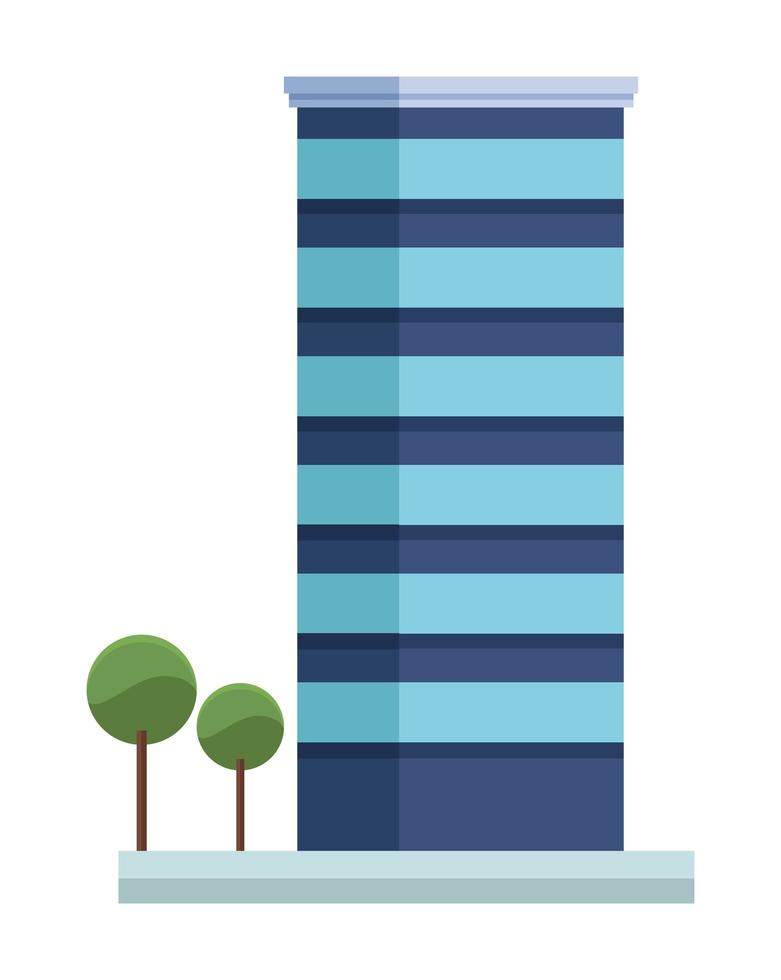 building and two trees vector