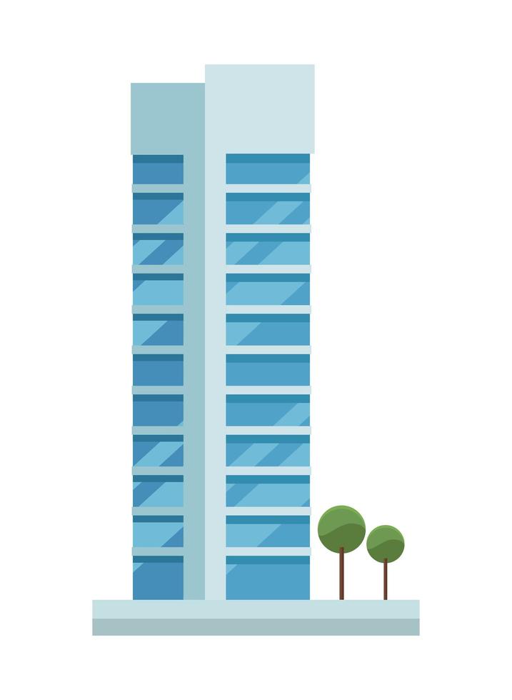 fachada de edificio y arboles. vector