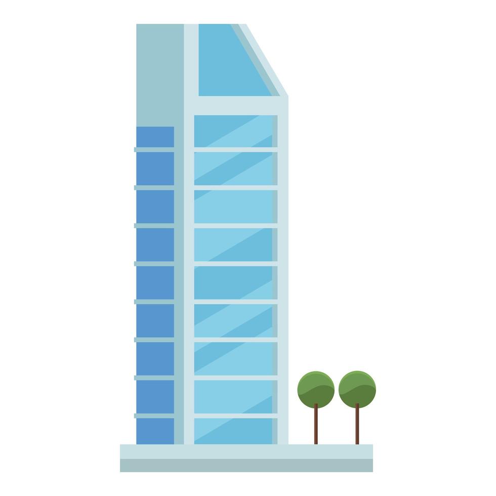 building front and trees vector