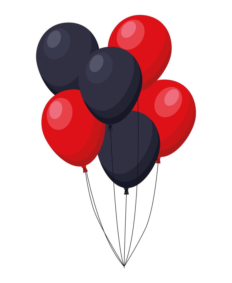 globos rojos y negros de helio vector