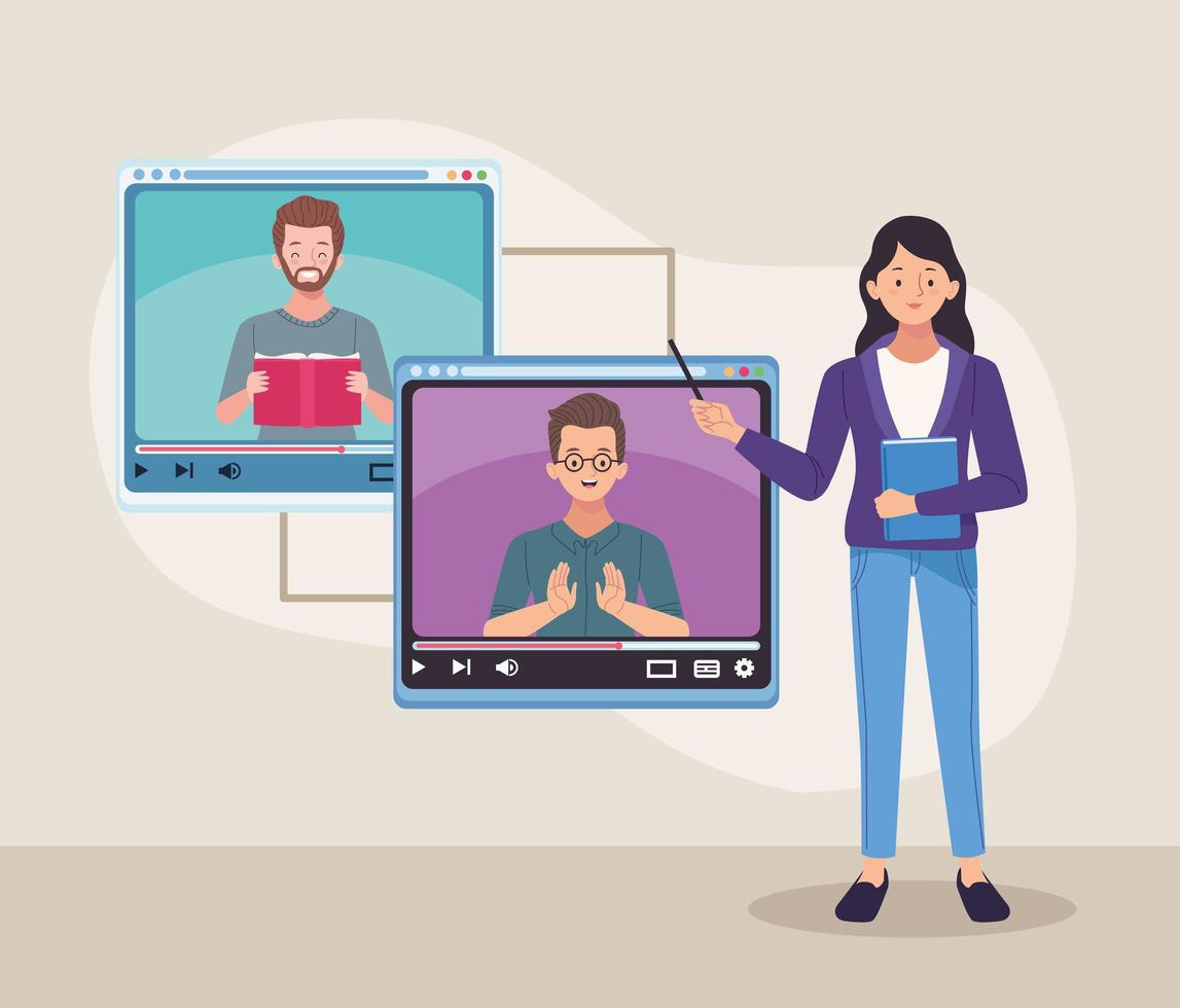 teachers and student girl vector