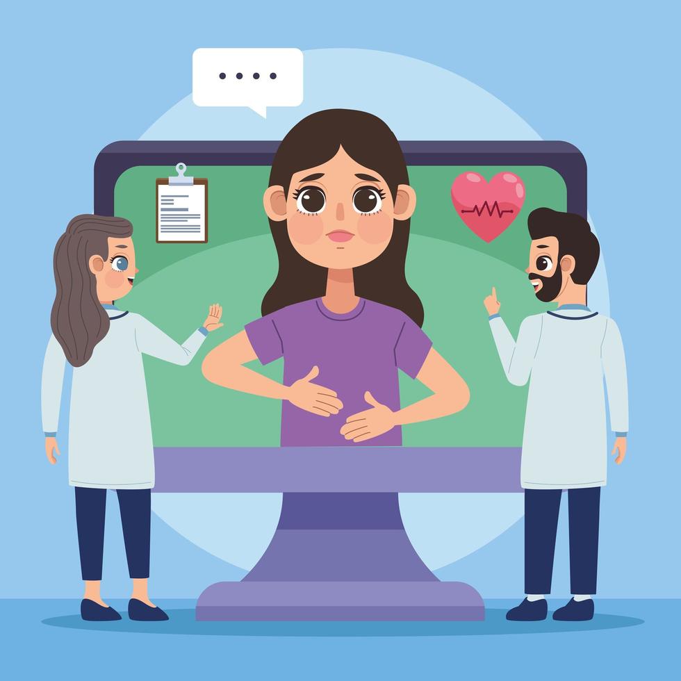 woman patient in desktop vector