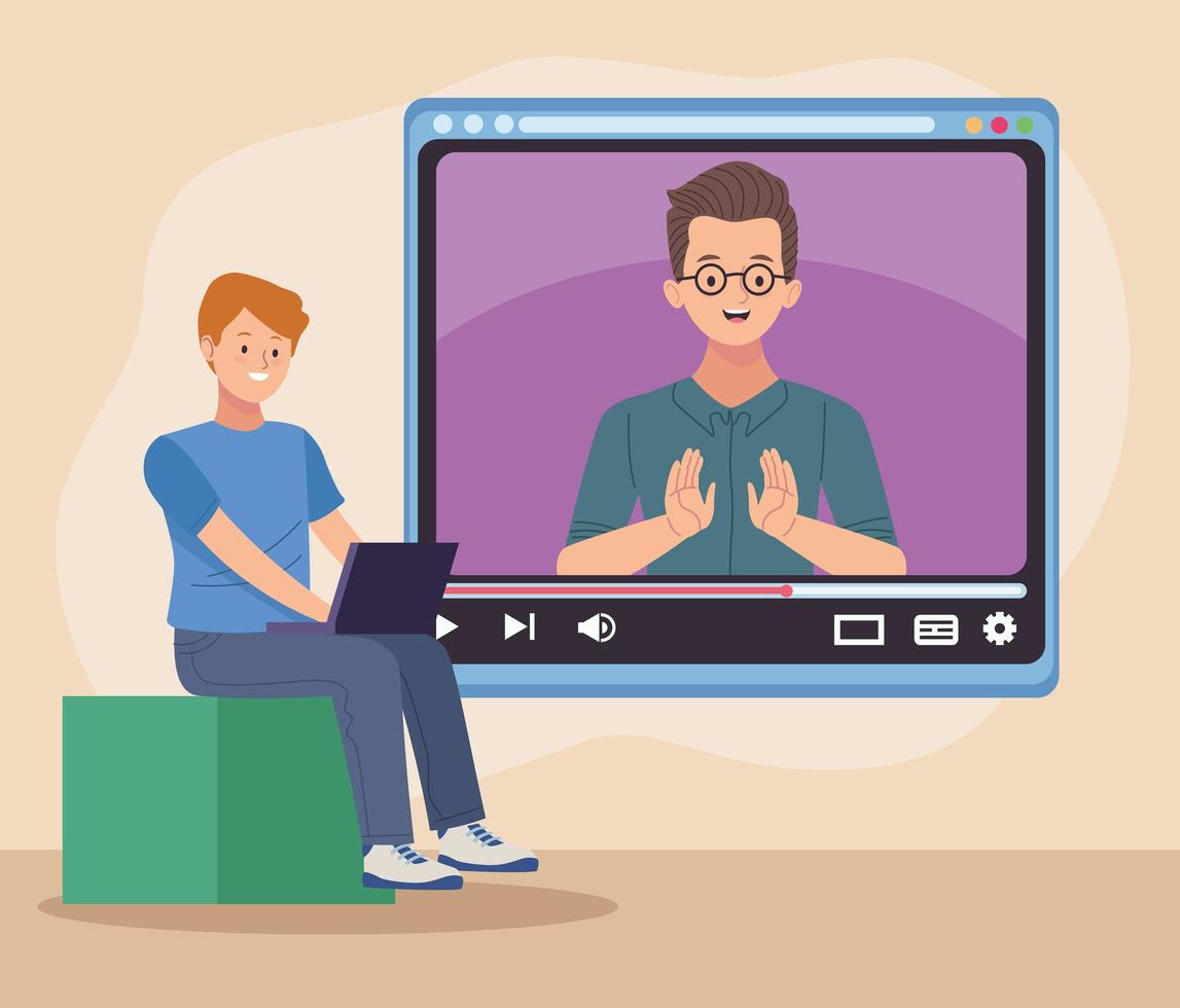 teacher and student elearning vector