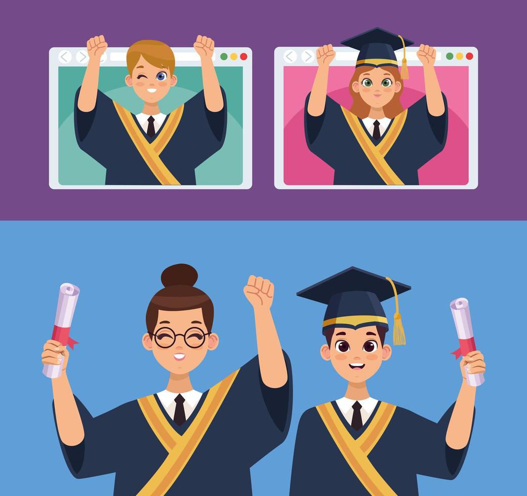 estudiantes graduados en paginas web vector