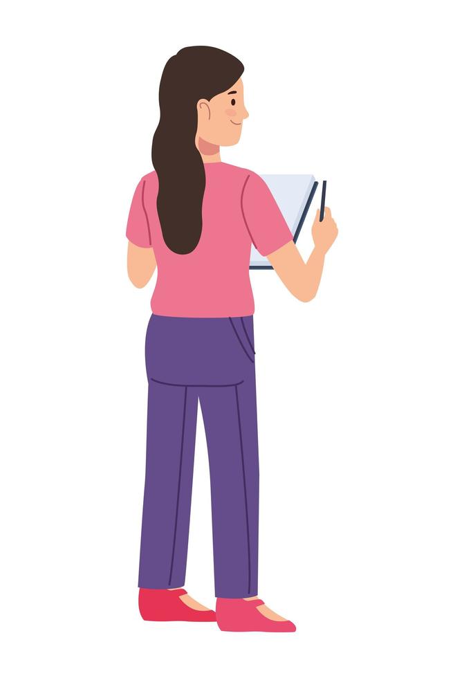 woman standing with book vector