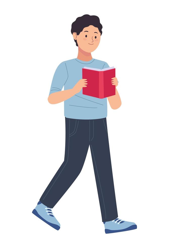 man walking reading book vector