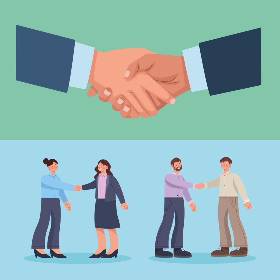 handshakes of business persons vector