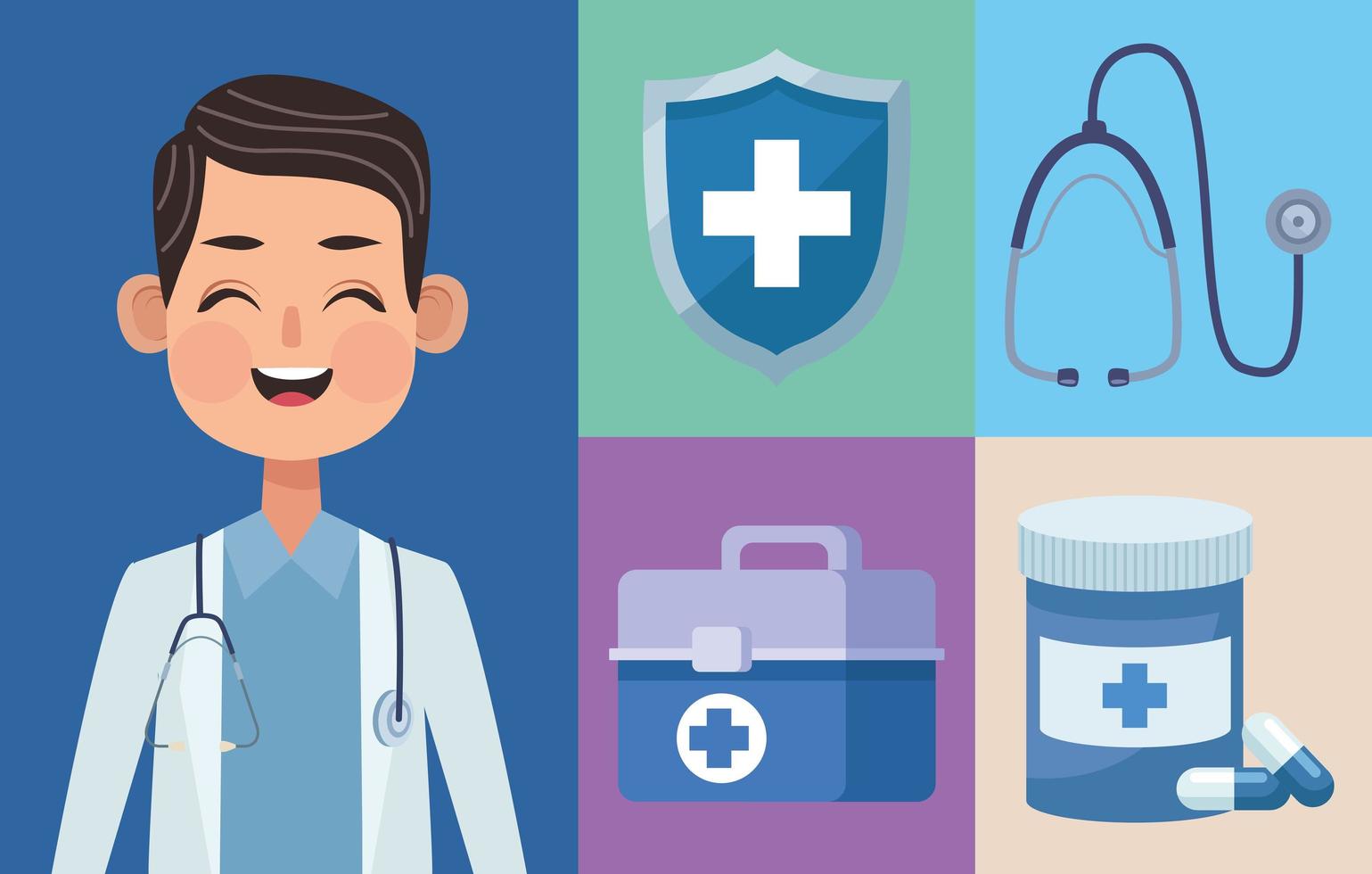 five medical healthcare icons vector