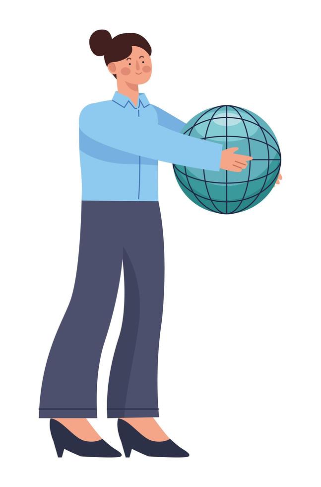woman lifting sphere browser vector