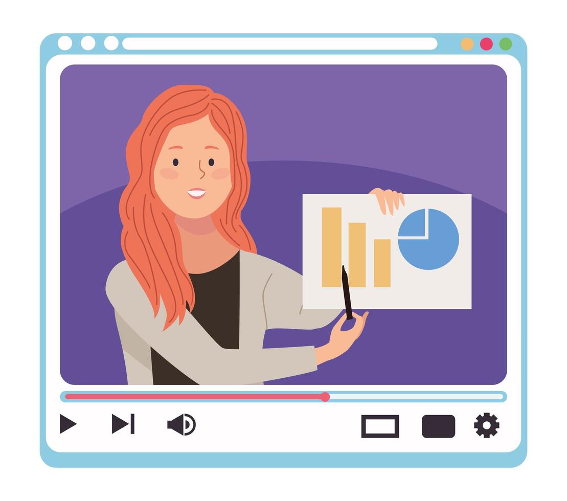 woman teaching statistics online vector