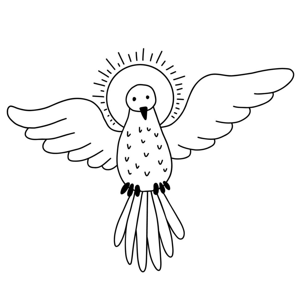 Pigeon. Holy Spirit. Religious symbol of Holy Trinity. Vector illustration