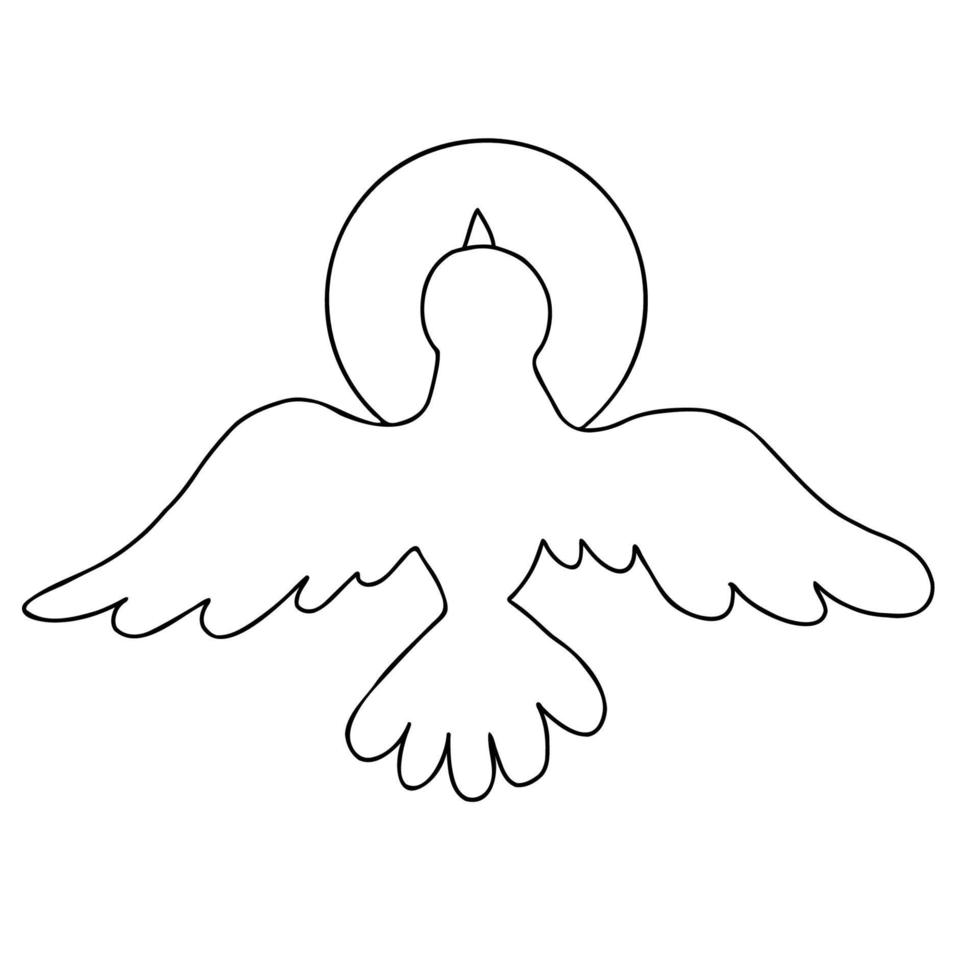 Pigeon. Holy Spirit. Religious symbol of Holy Trinity. Vector illustration