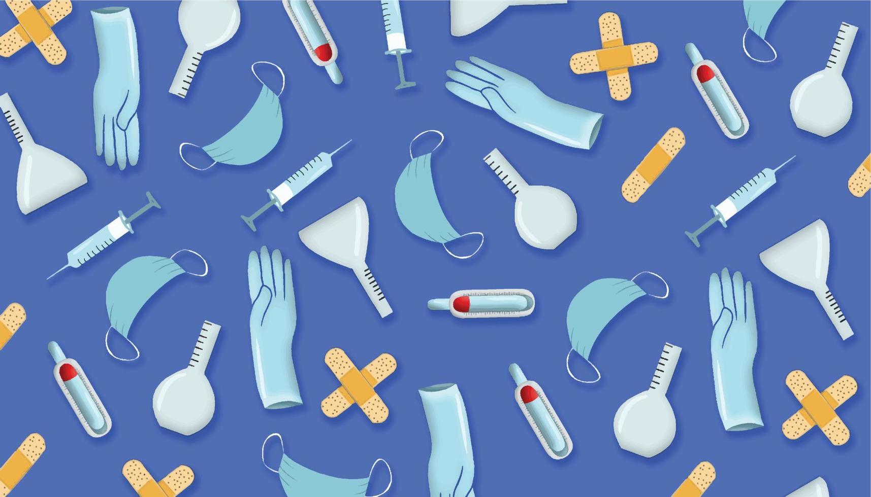 Seamless medical stuff with a blue background vector illustration