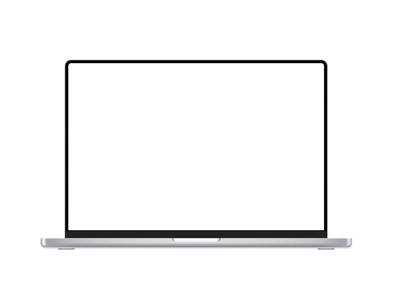 Modern thin frame laptop with blank screen. Vector 3d mockup isolated on white