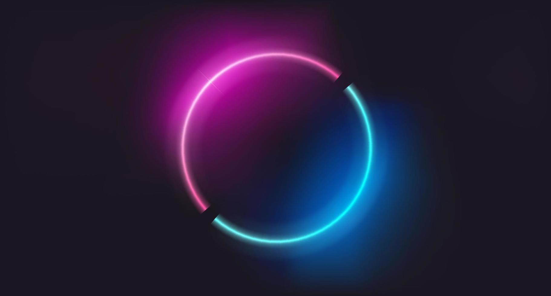 Neon glowing circle elements on dark background vector