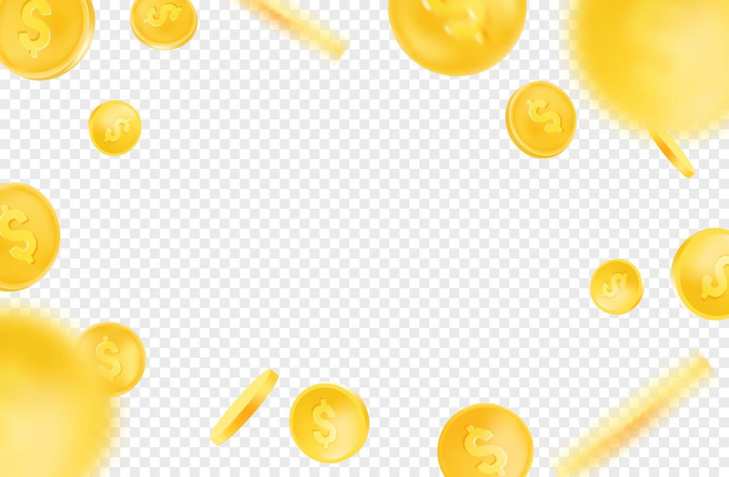 Explosión radial de monedas de oro. objetos vectoriales sobre fondo transparente vector