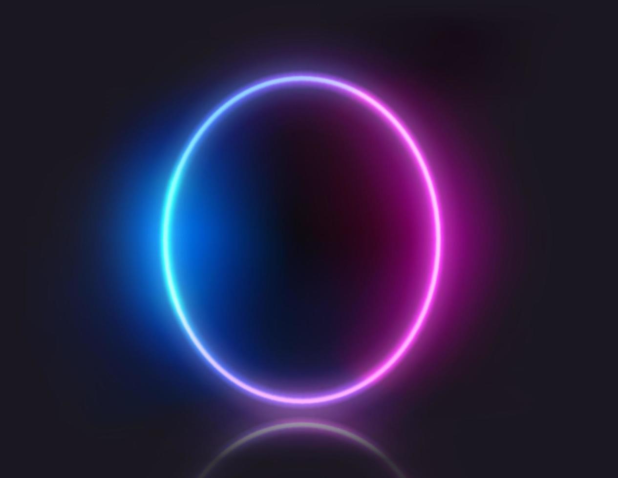 Oval shape neon glowing frame on dark background. Trendy color vivid gradient. Template for design vector