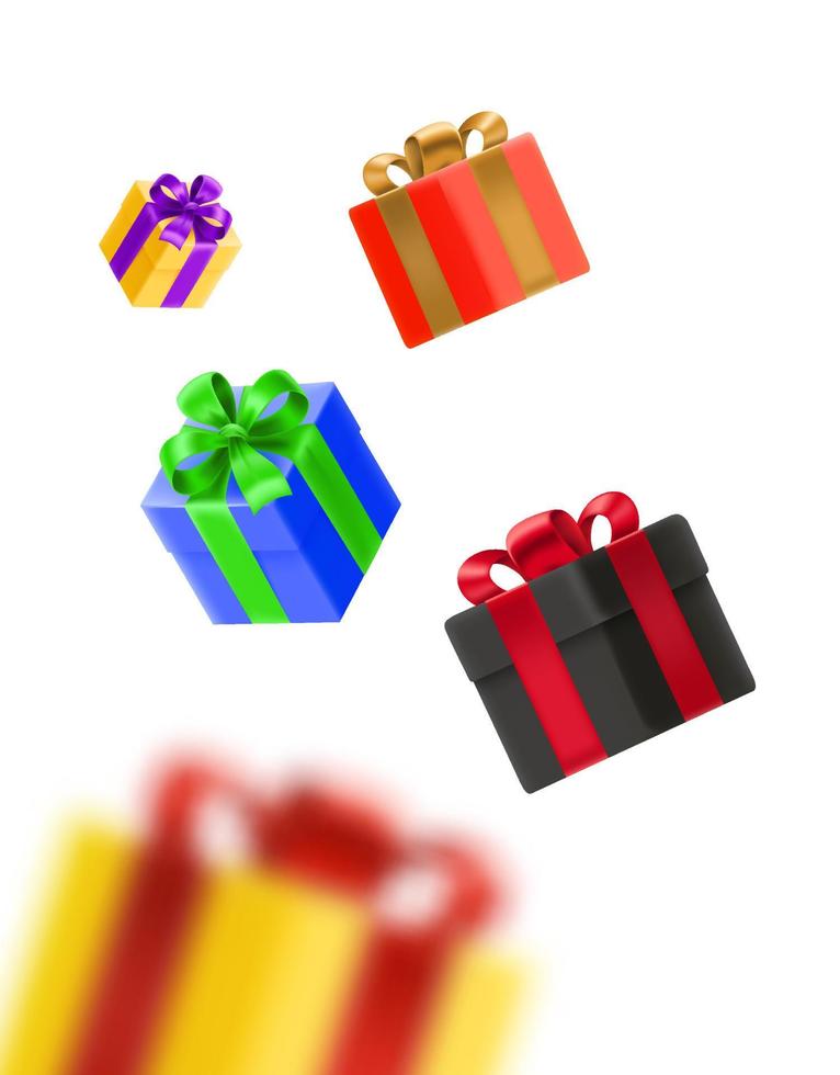 concepto de vector de entrega de regalo con cajas de regalo de color