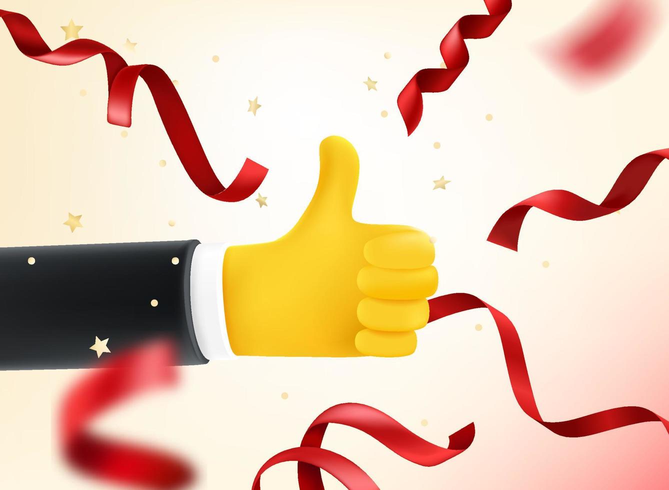 Thumbs up cute cartoon 3d style vector