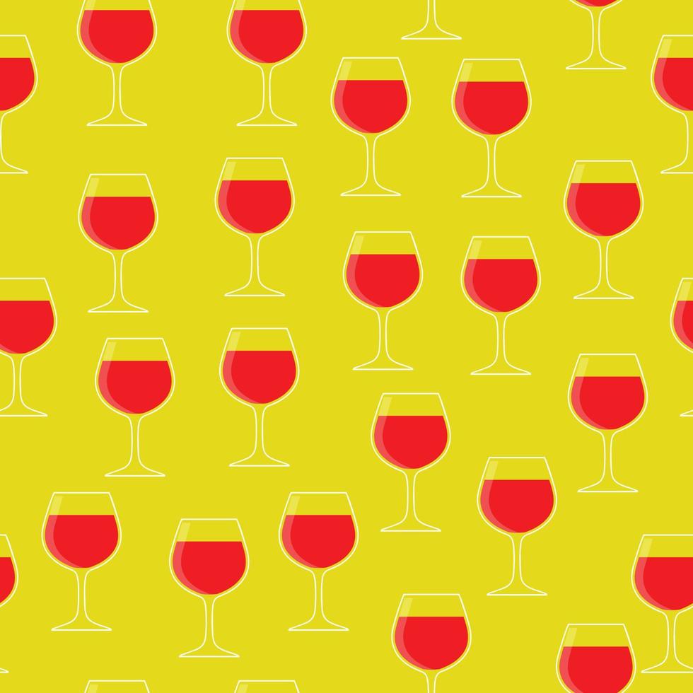 Copa de vino tinto sobre fondo dorado color de patrones sin fisuras vector