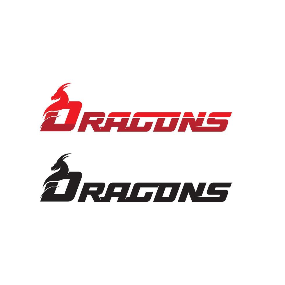 Dragon vector icon illustration logo design set animal fantasy