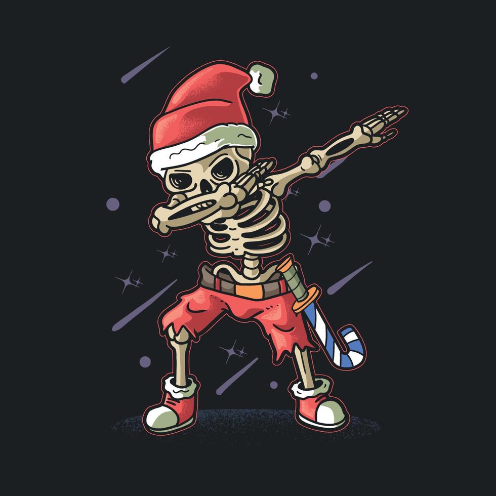 Cute Skeleton Dabbing In Christmas Party vector