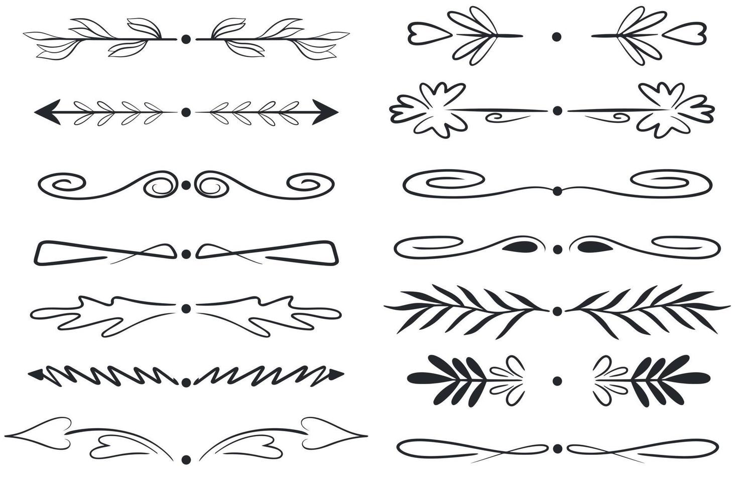 Set of text delimiters hand drawing vector