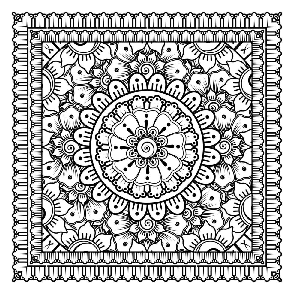 mehndi flower for henna, mehndi, tattoo, decoration. Decorative ornament in ethnic oriental style, doodle ornament, outline hand draw. Coloring book page. vector