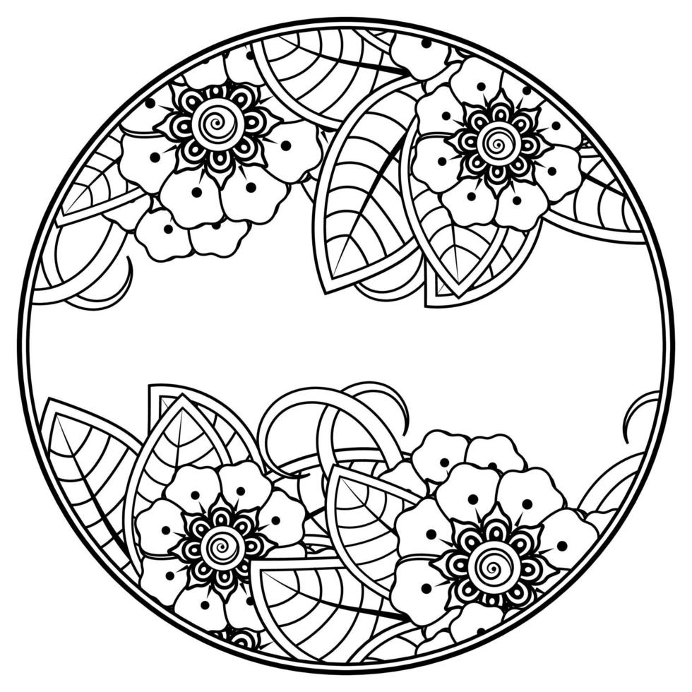 mehndi flower for henna, mehndi, tattoo, decoration. Decorative ornament in ethnic oriental style, doodle ornament, outline hand draw. Coloring book page. vector