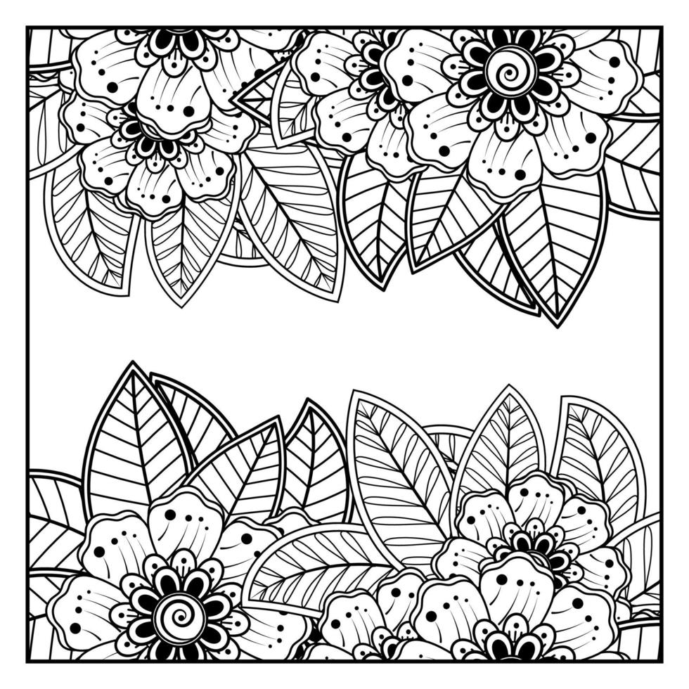 mehndi flower for henna, mehndi, tattoo, decoration. Decorative ornament in ethnic oriental style, doodle ornament, outline hand draw. Coloring book page. vector