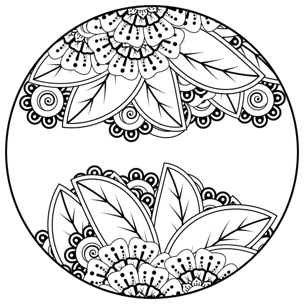 mehndi flower for henna, mehndi, tattoo, decoration. Decorative ornament in ethnic oriental style, doodle ornament, outline hand draw. Coloring book page. vector