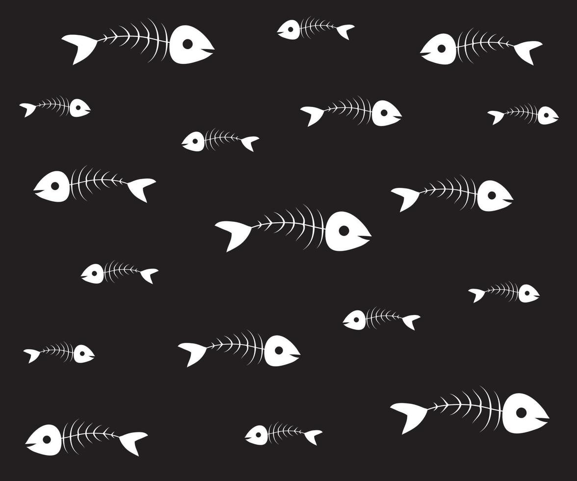 black and white seamless pattern with fish skeletons vector