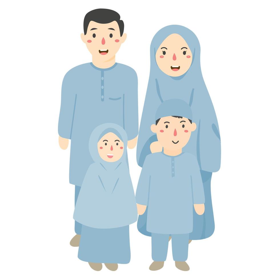 muslim family with son vector