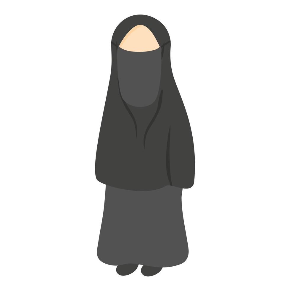 muslim women wearing a black hijab vector