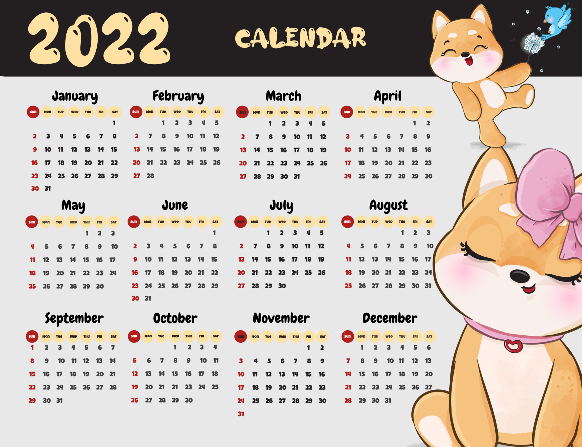Cute Printable Calendar 2022 Calendar 2022 Cute And Trendy Minimalist Style. Set Of 12 Pages Desk  Calendar. 2022 Minimal Calendar Planner Design For Printing Template.  Vector Illustration 4315303 Vector Art At Vecteezy