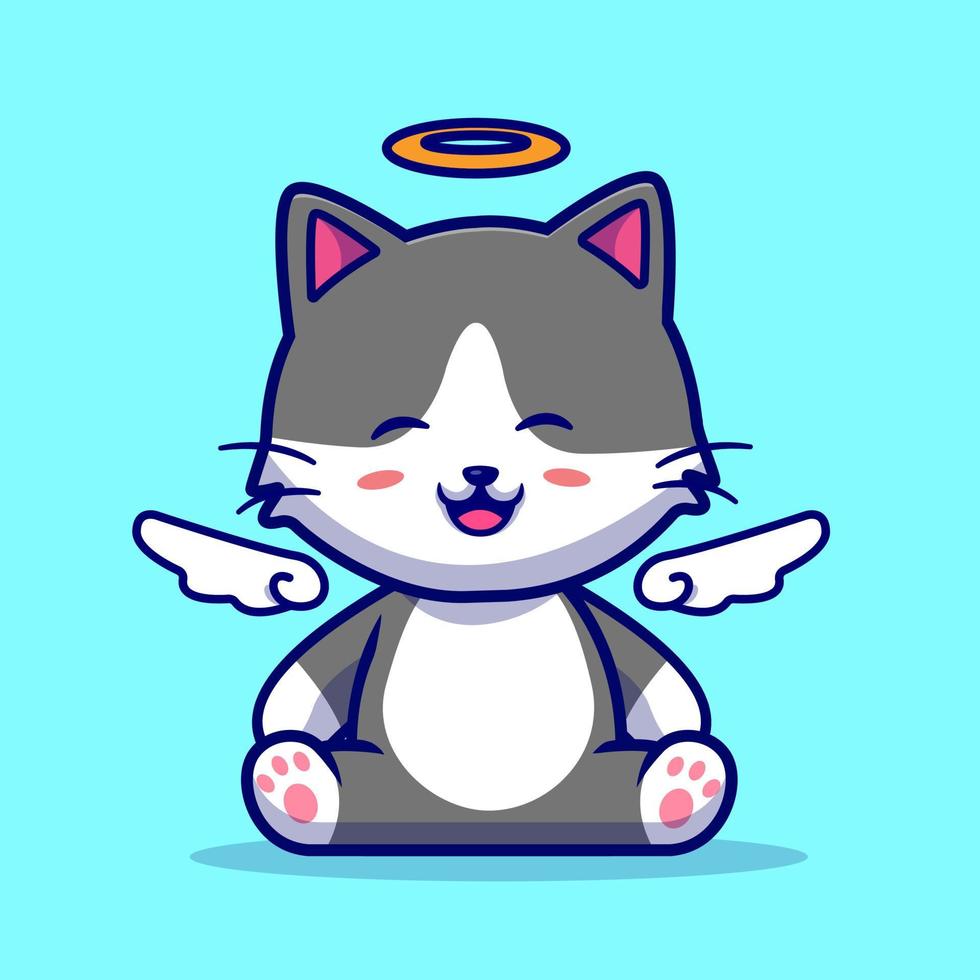 cute angel cat cartoon illustration vector