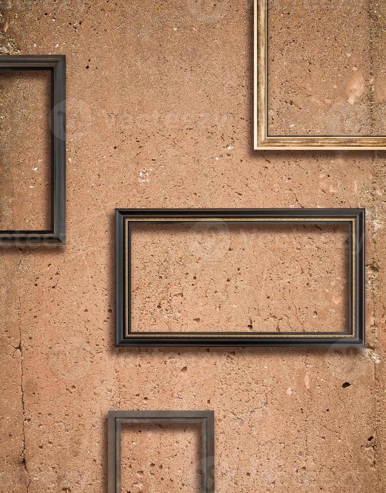 Concrete texture and wooden frames photo