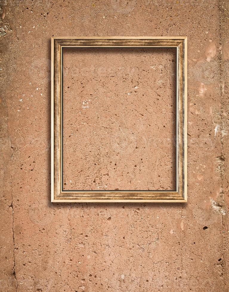 Concrete texture and wooden frame photo