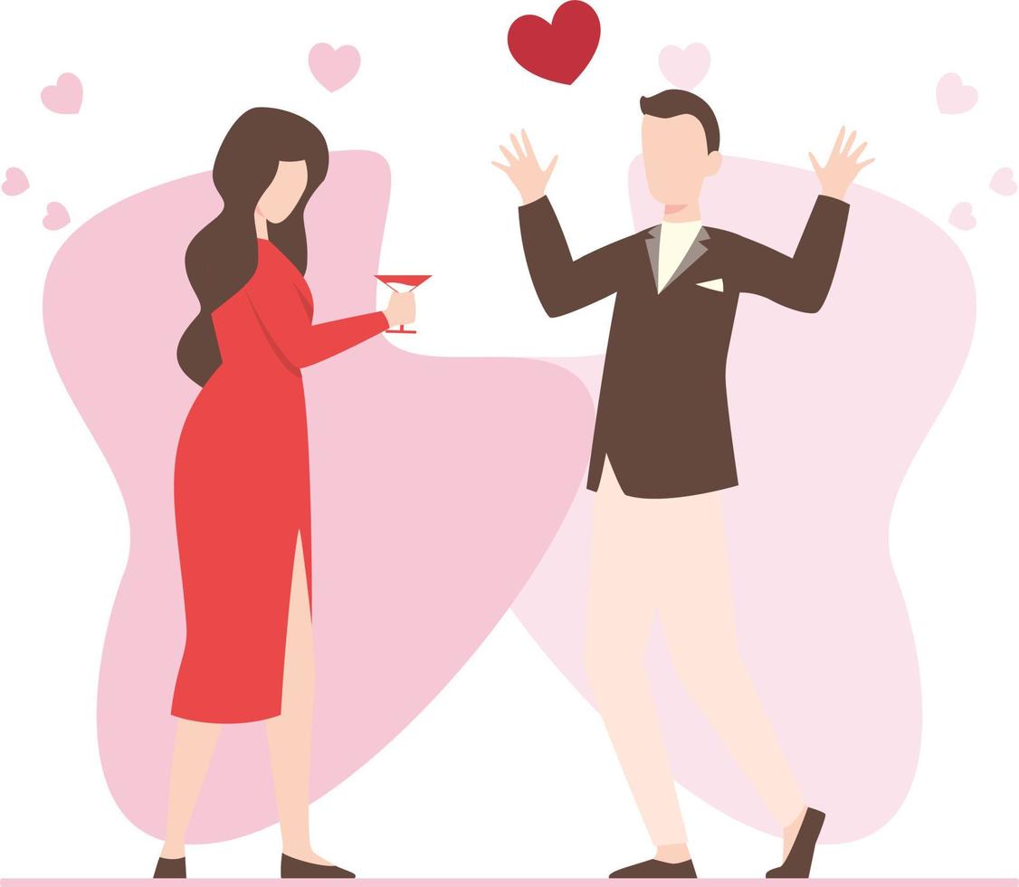 A couple cheers and enjoying valentine. vector