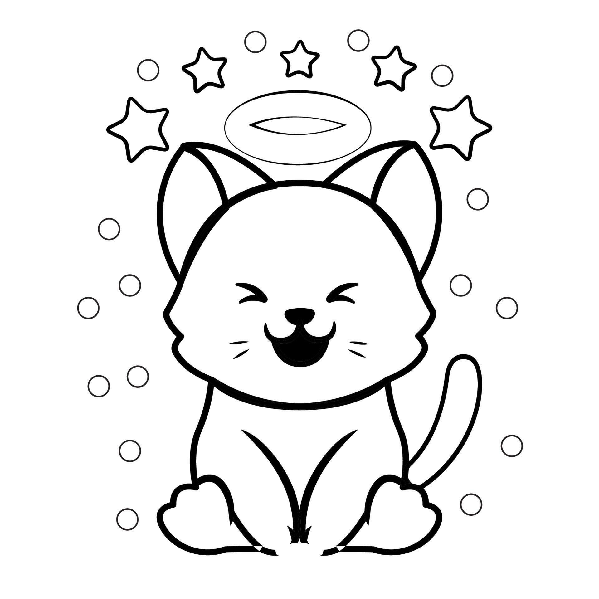cute cat coloring page 4316185 Vector Art at Vecteezy
