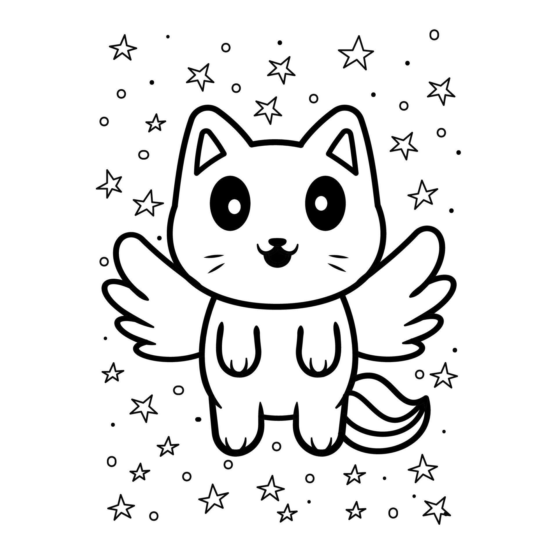 cute cat coloring page 4316198 Vector Art at Vecteezy