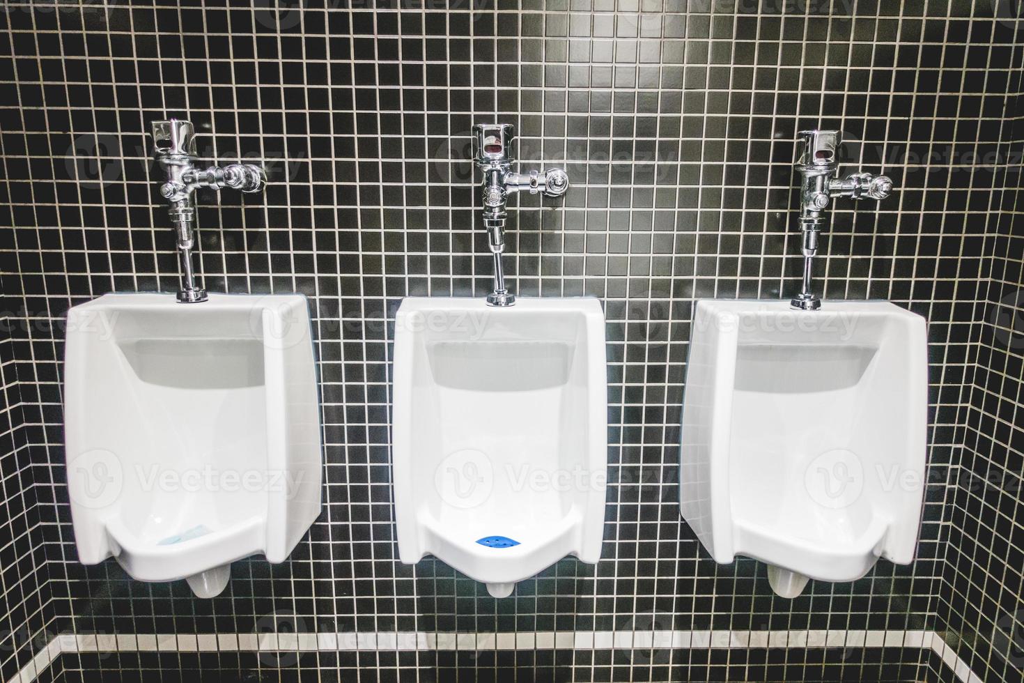 White Urinal on Back Tiles Wall photo