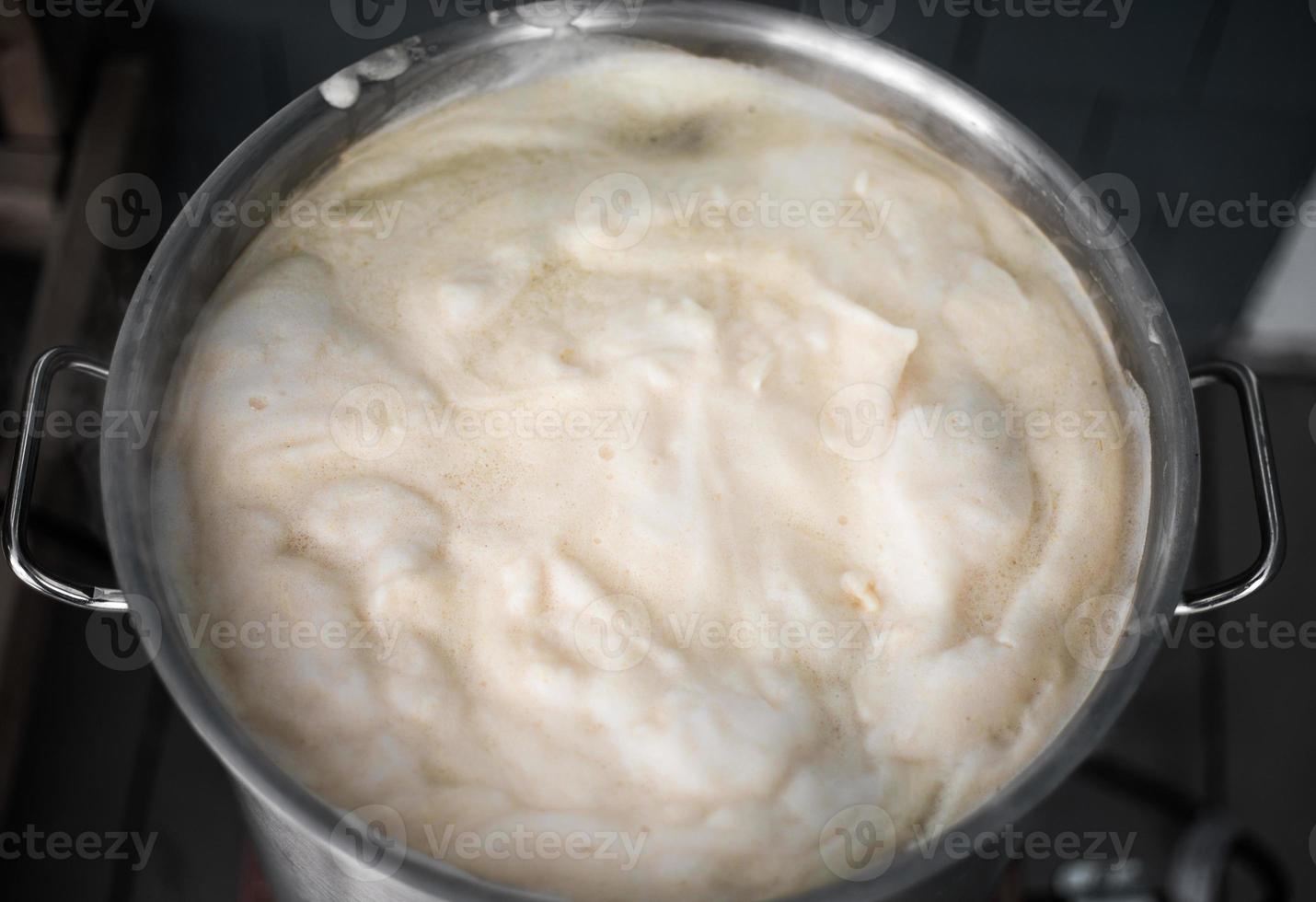 Craft Beer Wort Thick Protein Break Foam into the Boil Kettle photo