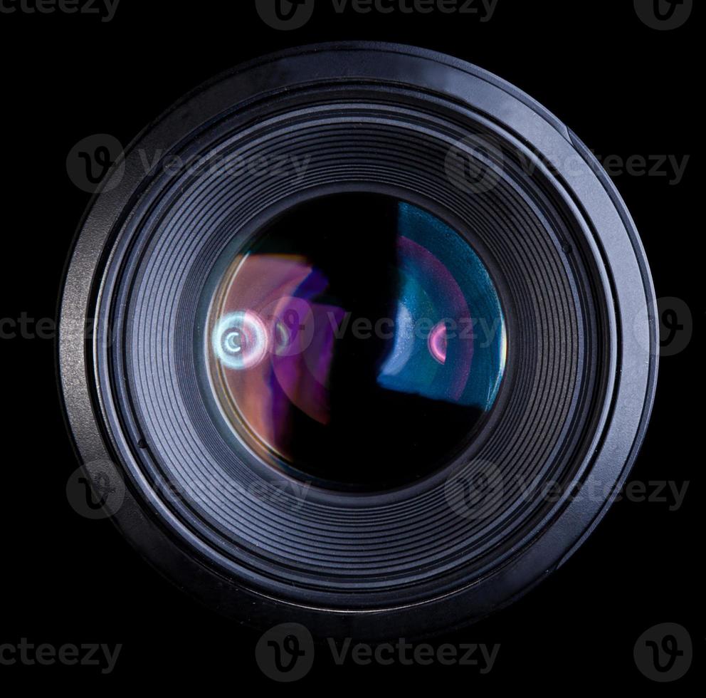 Camera Lens isolated on black photo